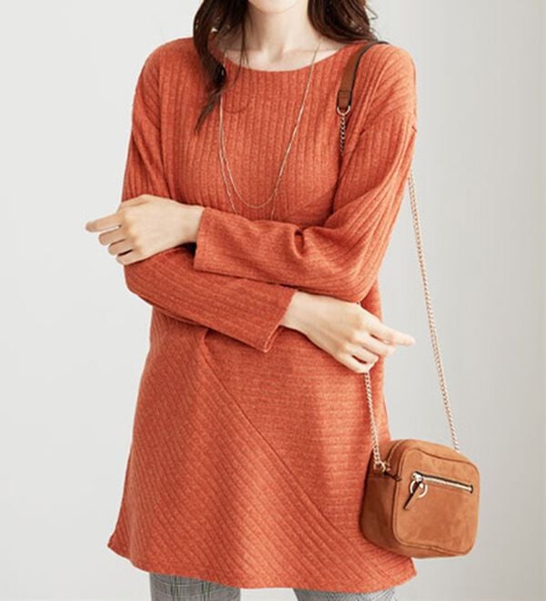 BELLUNA（ベルーナ）の「杢調テレコ素材切替デザインチュニック（チュニック）」｜詳細画像