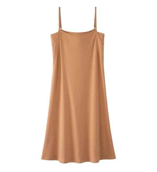 YU'NOW（ユナウ）の「綿混のベーシック汗取りキャミワンピース（肌着・インナーウェア）」｜モカ