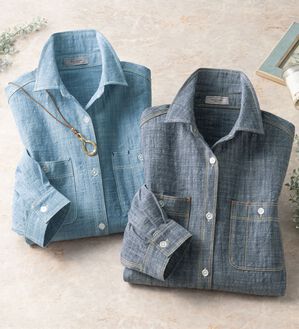 ルフラン（ルフラン）の「【２色組】さらりとシャンブレーオーバーシャツ（シャツ）」｜詳細画像