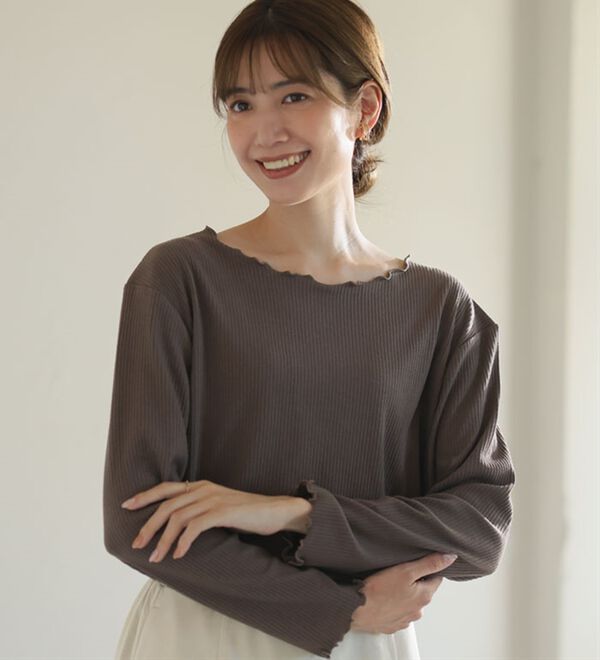 A HAPPY MARILYN（アハッピーマリリン）の「【Ｌ～６Ｌ】Ｒｉｎ こだわったのはシルエットと着心地 すっきり リブ カットソー トップス（カットソー）」｜詳細画像