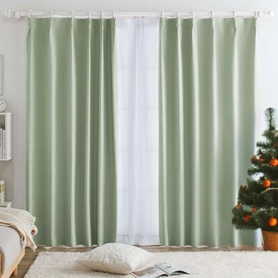 iellio（イエリオ）の「１００％遮光＆防音＆断熱保温ＵＶ見えにくいレース付カーテンセット＜４枚組・遮光１級・無地・洗える・形状記憶加工・新生活＞（ドレープカーテン）」