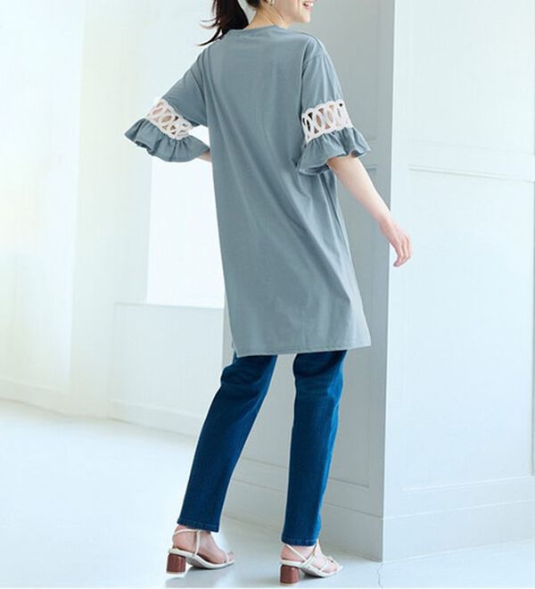 RANAN（ラナン）の「袖レース切替チュニックワンピース（チュニックワンピース）」｜詳細画像