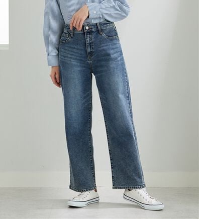 BELLUNA（ベルーナ）の「デニム素材美脚見えワイドパンツ（ワイドパンツ・ガウチョ）」