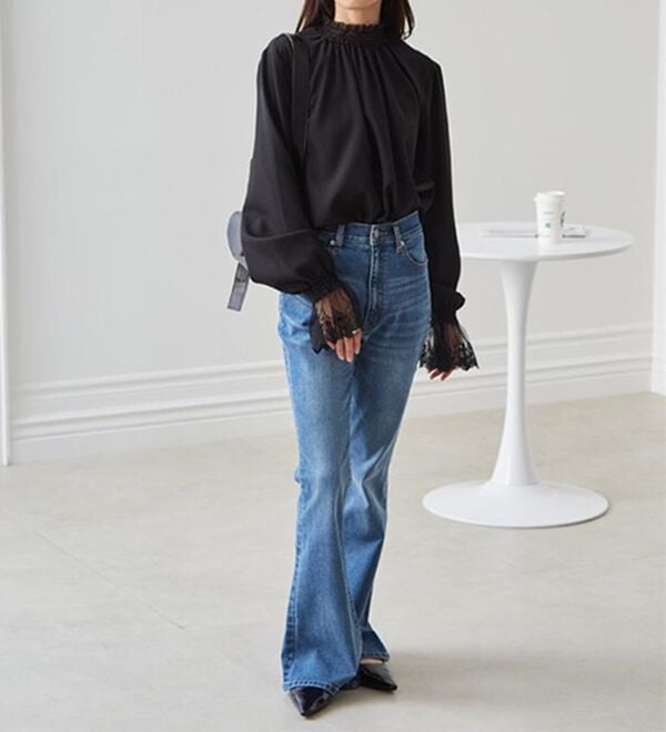 RANAN（ラナン）の「レースフリルプチハイネックブラウス（ブラウス）」｜詳細画像