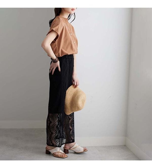 GeeRA（ジーラ）の「綿タッチフレンチスリーブブラウス（ブラウス）」｜詳細画像