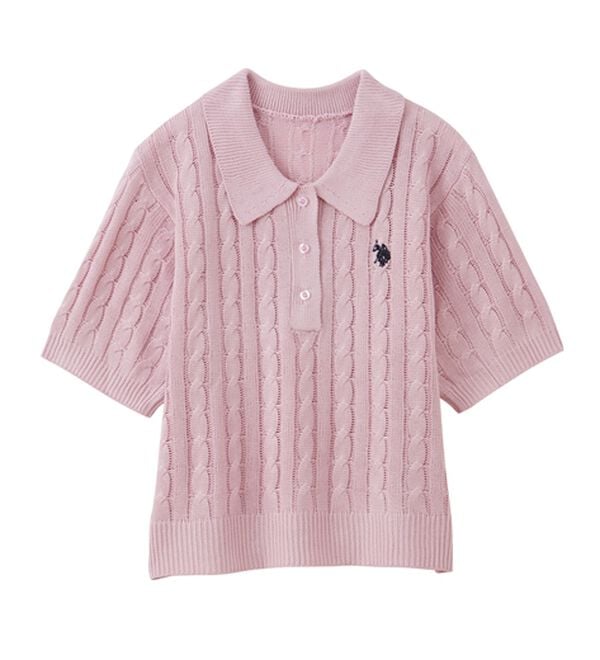 RANAN（ラナン）の「＜U.S.POLO ASSN.＞半袖ケーブルポロニット（シャツ）」｜詳細画像