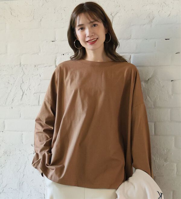 A HAPPY MARILYN（アハッピーマリリン）の「【Ｌ～８Ｌ】綿１００％！ゆったり袖リブＴシャツ（Tシャツ）」｜詳細画像