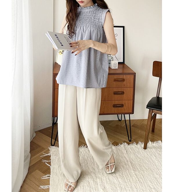 GeeRA（ジーラ）の「ストライプシャーリングブラウス（アンサンブル）」｜詳細画像