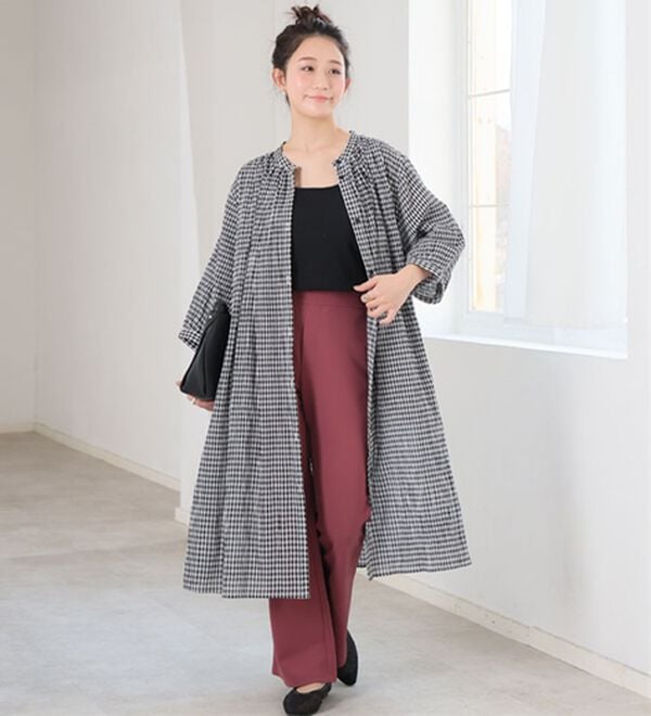 A HAPPY MARILYN（アハッピーマリリン）の「【Ｌ～６Ｌ】【選べる袖丈】【風通るプレミアム】綿・楊柳シャツチュニック（チュニック）」｜詳細画像