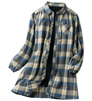 LAVIENNE（ラヴィエンヌ）の「裏フリースほっこりかっぽうチュニック（パジャマ・ルームウェア）」｜ブルーチェック