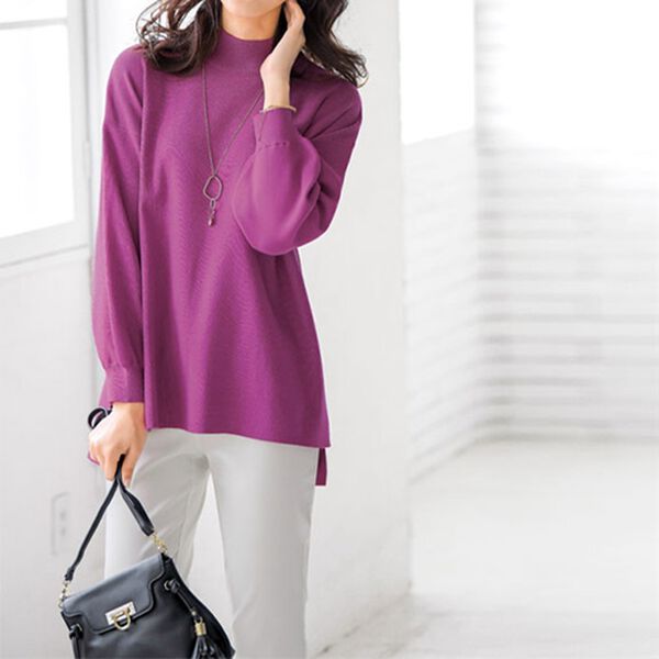 BELLUNA（ベルーナ）の「パフ袖ハイネックニットプルオーバー（ニット・セーター）」｜詳細画像