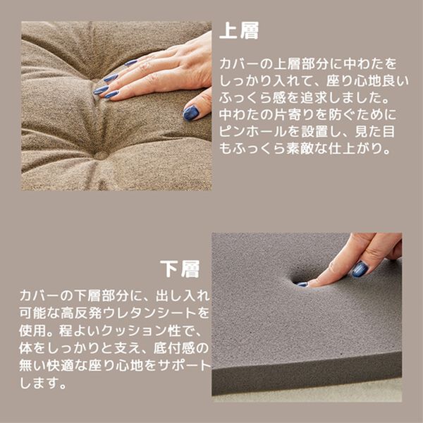 iellio（イエリオ）の「高反発ボリュームチェアパッド2個組＜チェアクッション・座布団＞（チェアカバー・チェアパッド）」｜詳細画像