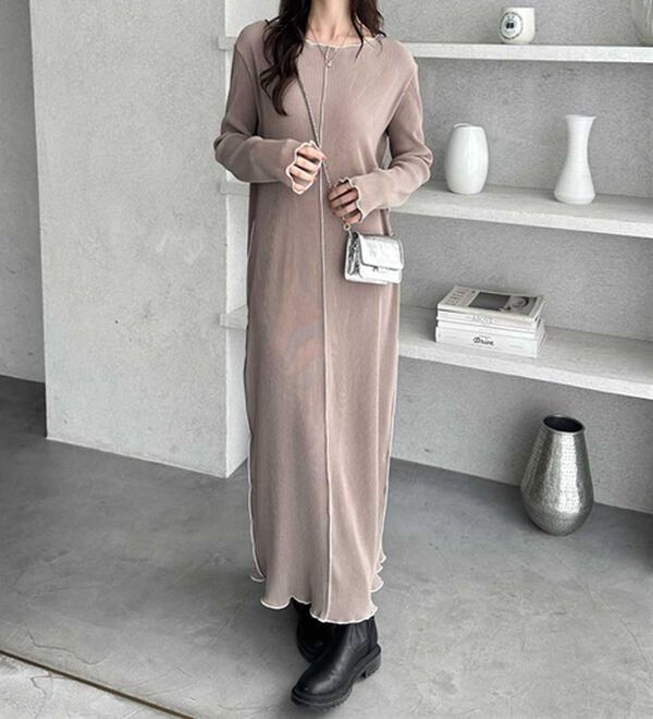 GeeRA（ジーラ）の「全骨格対応！配色プリーツワンピース（カットソーワンピース）」｜詳細画像