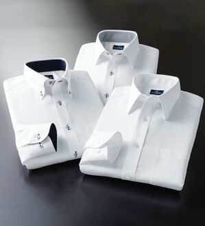 「【３枚組】形態安定しなやか横ストレッチワイシャツ（メンズワイシャツ）」｜詳細画像