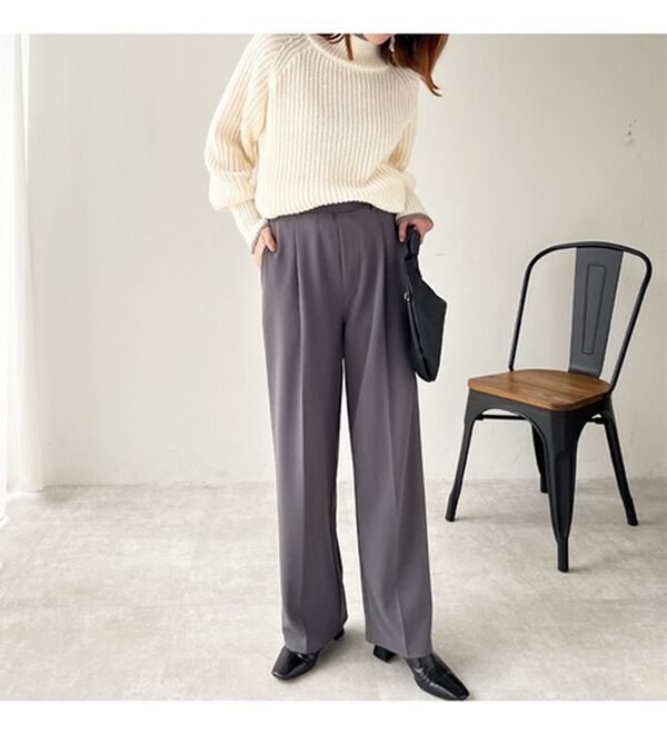 GeeRA（ジーラ）の「美脚魅せタックワイドスラックスパンツ（ワイドパンツ・ガウチョ）」｜詳細画像