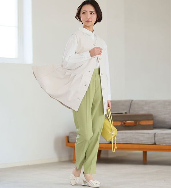 A HAPPY MARILYN（アハッピーマリリン）の「【Ｌ～６Ｌ／選べる丈】スラっと美脚ストレッチテーパードパンツ（テーパードパンツ）」｜詳細画像