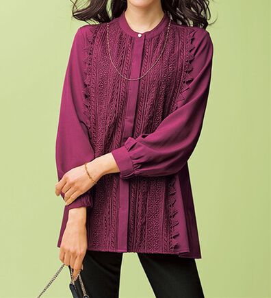 BELLUNA（ベルーナ）の「ケミカルレース上品シャツチュニック（チュニック）」