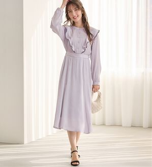 alotta（アロッタ）の「【選べる２丈】柄アソートフリルデザインワンピース【お客様企画】（その他ワンピース）」｜ラベンダーグレーショート丈