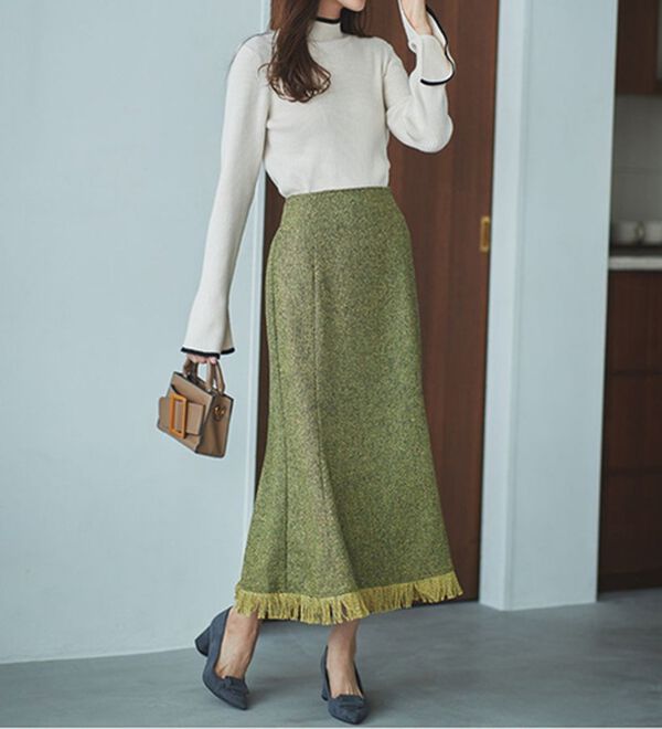 RANAN（ラナン）の「配色使いフレアー袖プチハイネックリブニット（ニット・セーター）」｜詳細画像