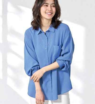 BELLUNA（ベルーナ）の「イージーケア！とろみ素材ビッグシャツ（シャツ）」