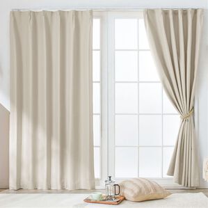 iellio（イエリオ）の「１００％遮光＆防音＆断熱保温カーテン＜２枚組・１００％遮光（１級遮光）・洗える・無地・形状記憶加工・新生活・コスパ＞（ドレープカーテン）」｜アイボリー
