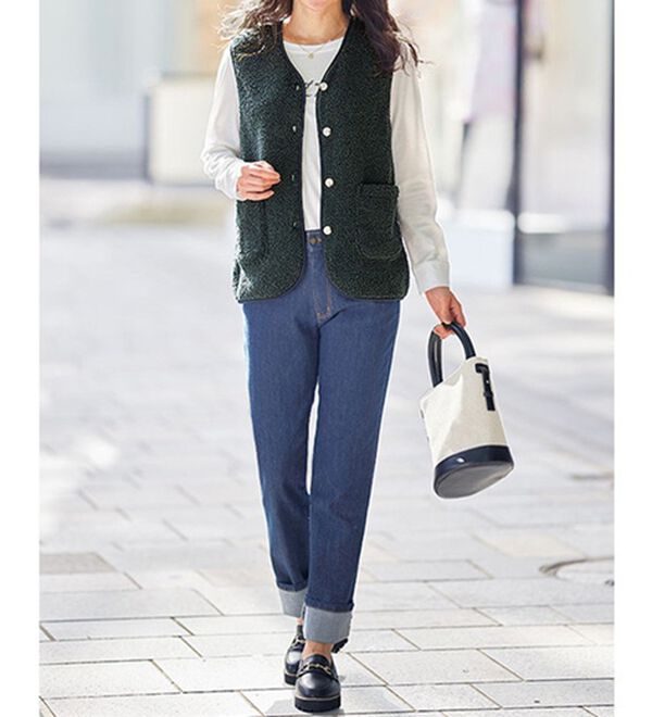 BELLUNA（ベルーナ）の「着回し自在！裏フリースあったかプードルボアベスト（ベスト）」｜詳細画像