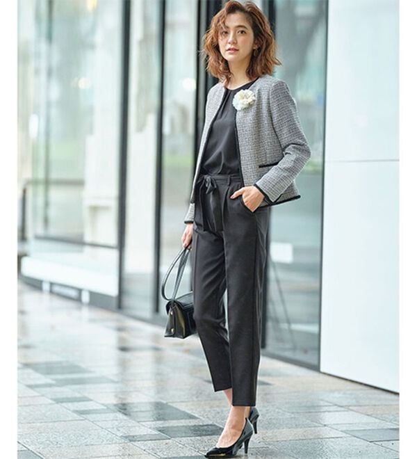 GeeRA（ジーラ）の「【4点セット】入学式も卒業式も！パンツが選べるセレモニーツイードジャケットスーツ（パンツスーツ）」｜詳細画像