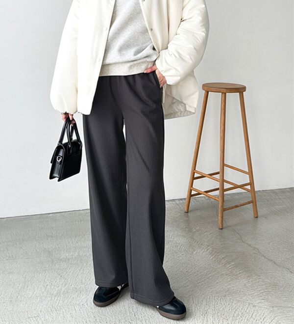 GeeRA（ジーラ）の「ふわふわあったか！裏起毛リブワイドパンツ（フルレングスパンツ）」｜詳細画像