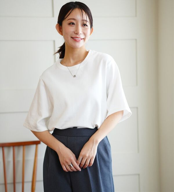 A HAPPY MARILYN（アハッピーマリリン）の「【Ｍ～８Ｌ】名品！「３つのシルエット」と「長袖／半袖」から選べる 綿混 ベーシック Ｔシャツ（Tシャツ）」｜詳細画像