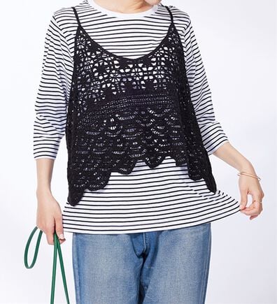 BELLUNA（ベルーナ）の「かぎ針風ビスチェアンサンブル（アンサンブル）」