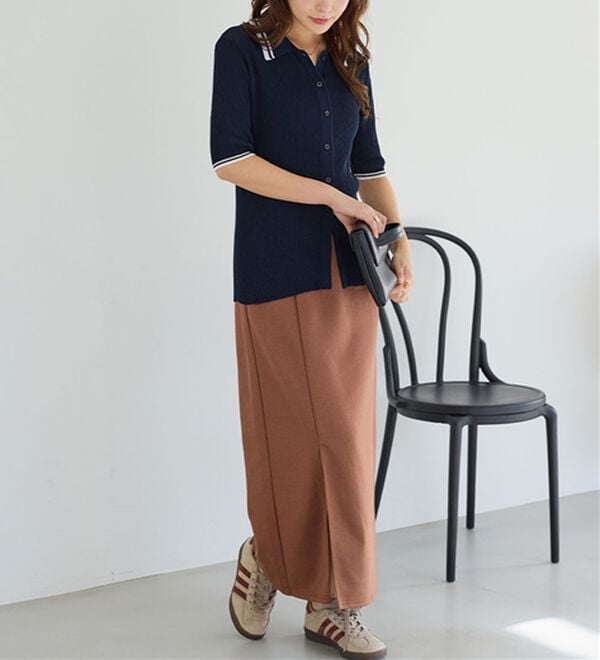 Viola e Viola（ヴィオラ エ ヴィオラ）の「アソートシアーリブニットポロシャツ（ポロシャツ）」｜詳細画像