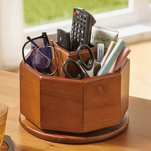 「天然木回転する八角リモコントレイ（インテリア雑貨）」｜1