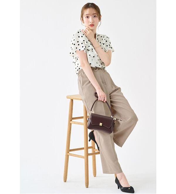 alotta（アロッタ）の「軽やかウエストリボンワイドパンツ（ワイドパンツ・ガウチョ）」｜詳細画像