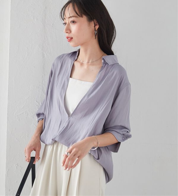 RANAN（ラナン）の「2WAYサテンスキッパーシャツ（シャツ）」｜詳細画像