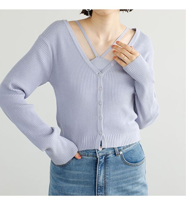 GeeRA（ジーラ）の「もちっと柔らかニットカーディガン＆キャミＳＥＴ（アンサンブル）」｜詳細画像