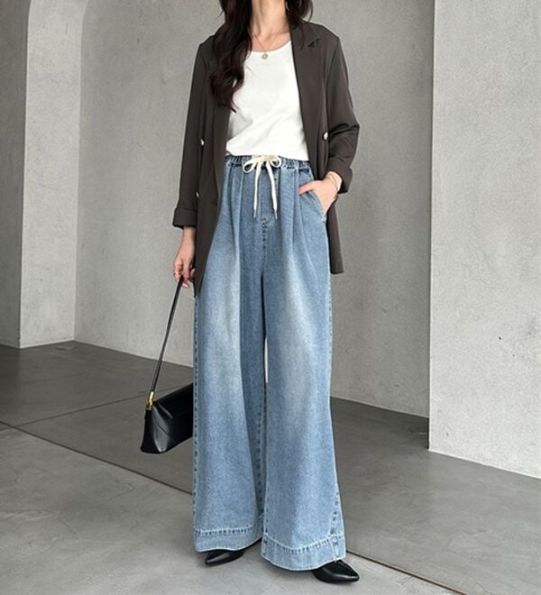 GeeRA（ジーラ）の「美脚見えイージーワイドデニムパンツ（フルレングスパンツ）」｜詳細画像