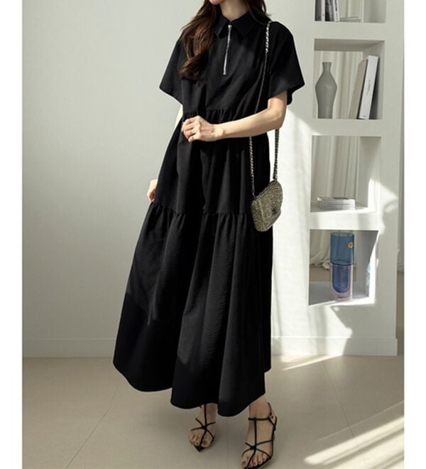 GeeRA（ジーラ）の「サッカーティアードハーフジップワンピース（その他ワンピース）」｜詳細画像