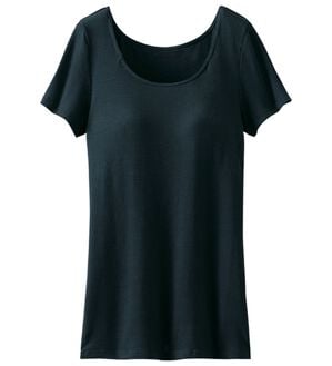 LAVIENNE（ラヴィエンヌ）の「【夏の汗対策に！】カップ付半袖インナー＜さらりラボ＞（ブラトップ・カップ付きインナー）」｜ブラック