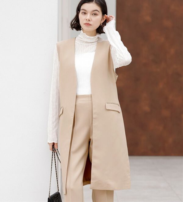 GeeRA（ジーラ）の「【２点セット】ロングジレセットアップスーツ（パンツスーツ）」｜詳細画像