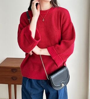 GeeRA（ジーラ）の「ハーフスリーブ着回しニット（ニット・セーター）」｜レッド