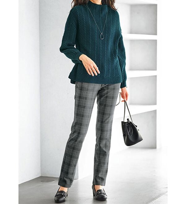 BELLUNA（ベルーナ）の「ウエストらくらく！ふっくら裏起毛ストレッチパンツ（フルレングスパンツ）」｜詳細画像