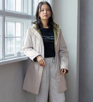 BELLUNA（ベルーナ）の「Ａｉｒｙ　＆Ｗａｒｍ　あったか軽量デザインコート（ロングコート）」｜グレー&times;カーキ