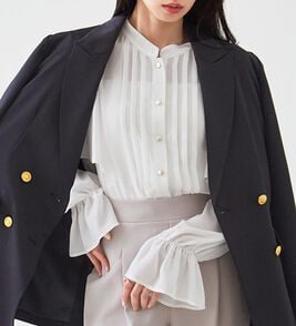 RANAN（ラナン）の「ピンタックフレアー長袖ブラウス（ブラウス）」
