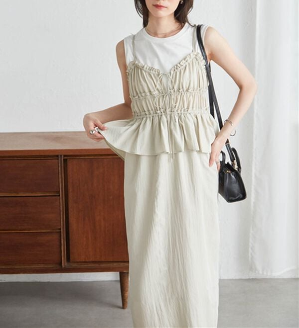 RANAN（ラナン）の「リボンギャザーペプラムナローワンピ（その他ワンピース）」｜詳細画像