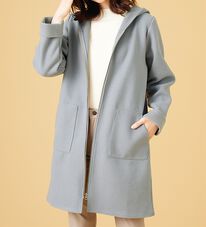 BELLUNA（ベルーナ）の「裏あぜ素材フードデザインコート（ロングコート）」