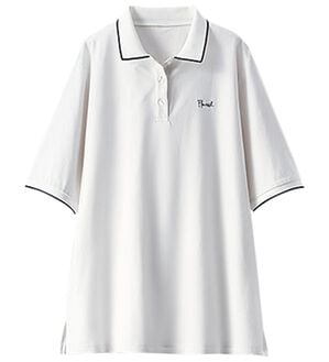 BELLUNA（ベルーナ）の「多機能付配色刺しゅうポロシャツ（カットソー）」｜オフ白