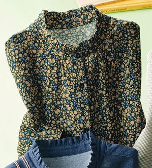ルフラン（ルフラン）の「選べる♪綿１００％フリル衿ブラウス（ブラウス）」｜小花