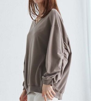 RANAN（ラナン）の「バックギャザーデザインスウェット（カットソー）」｜モカ