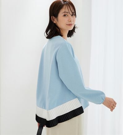 BELLUNA（ベルーナ）の「裾配色プリーツデザインプルオーバー（カットソー）」