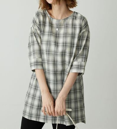 BELLUNA（ベルーナ）の「サッカー素材チェック柄チュニック（チュニック）」